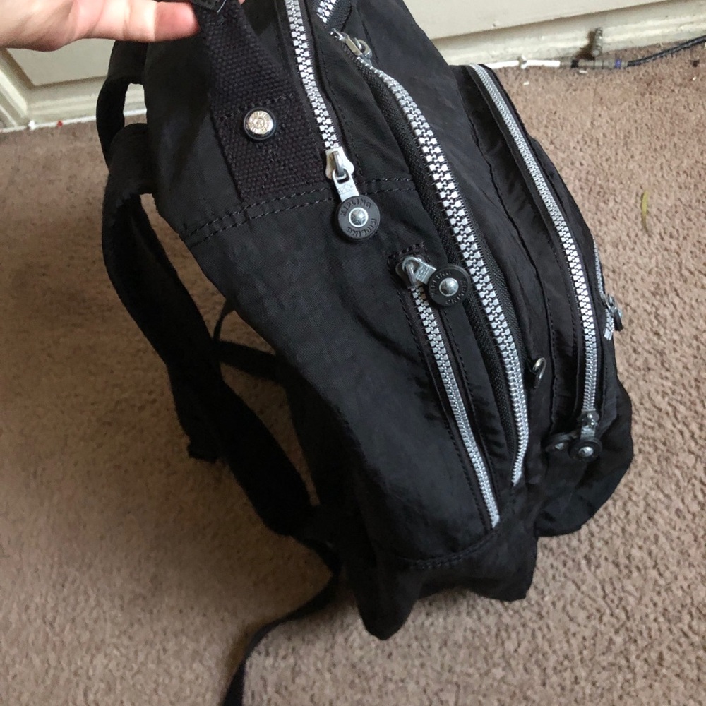 Kipling Black Nylon Backpack with Monkey Charm - Picture 6 of 13